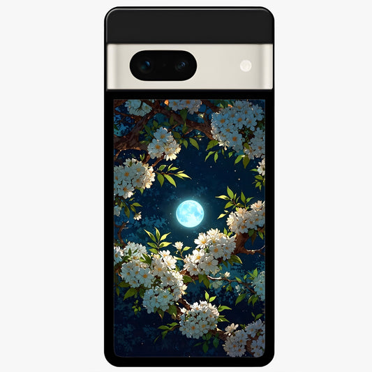  Moonlit Blossom Dream Glass Case For Google Pixel 7A back cover – full design glossy printed glass finish