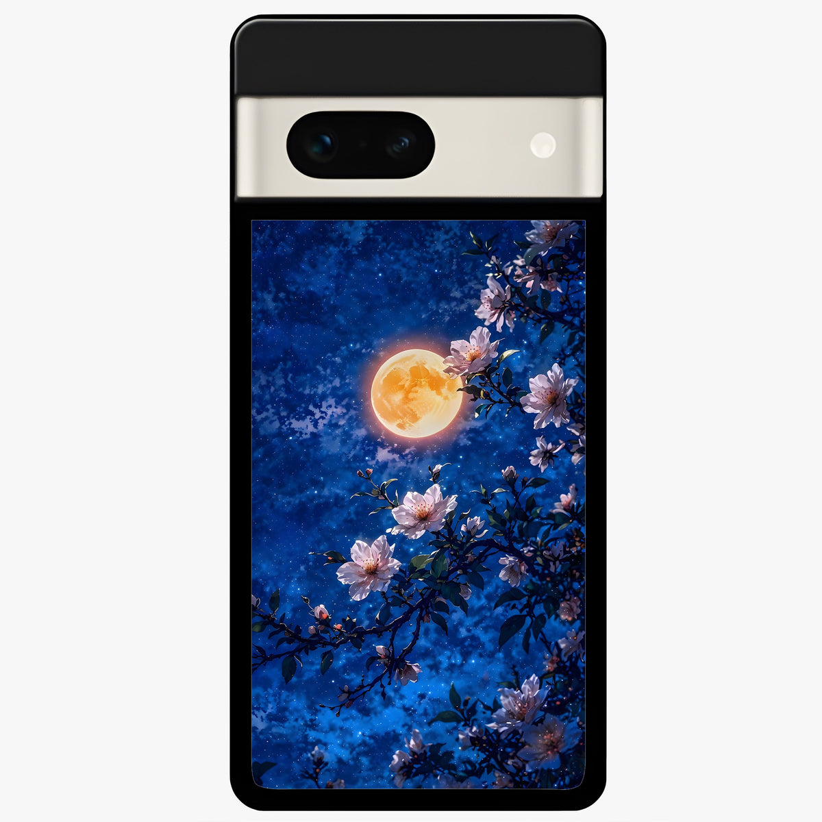  Moonlit Blossoms Night Glass Case For Google Pixel 7A back cover – full design glossy printed glass finish