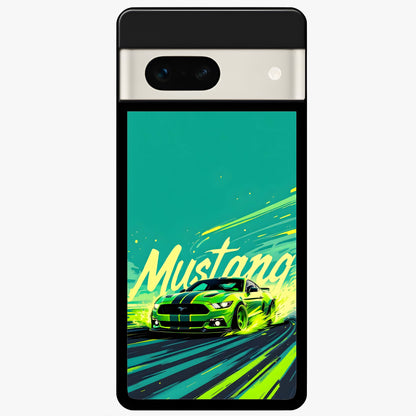  Mustang Bang Glass Case For Google Pixel 7A back cover – full design glossy printed glass finish