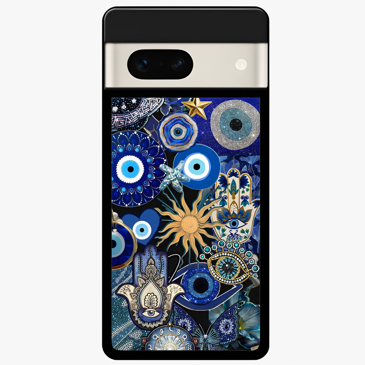  Mystic Blue Evil Eye Glass Case For Google Pixel 7A back cover – full design glossy printed glass finish