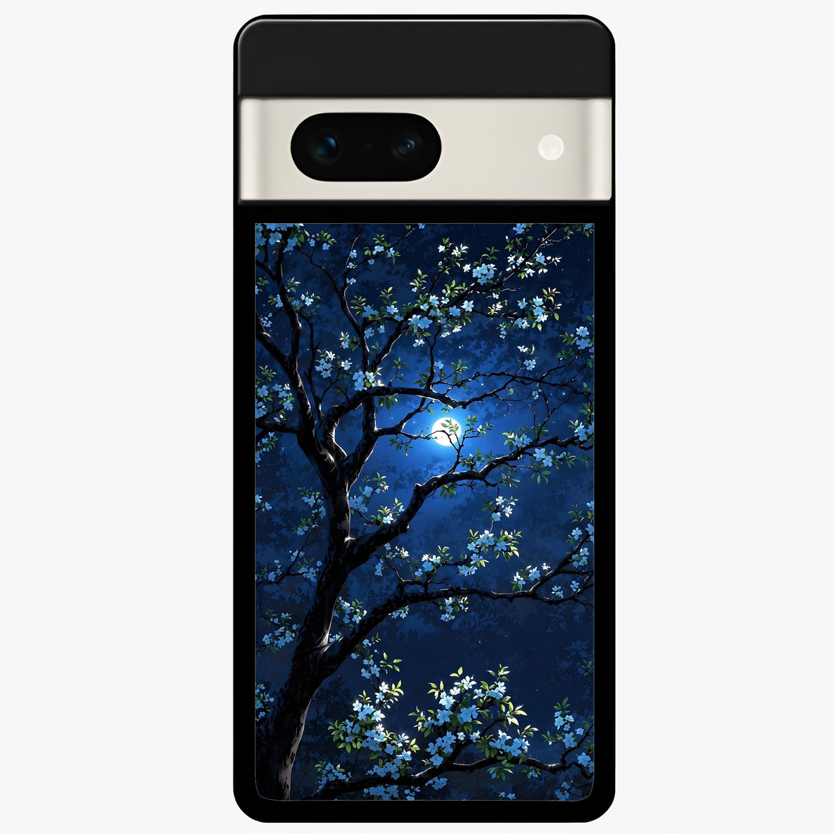  Mystic Floral Night Glass Case For Google Pixel 7A back cover – full design glossy printed glass finish