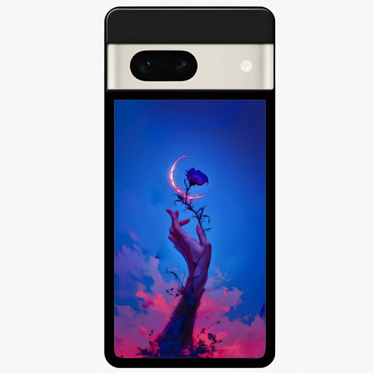  Mystic Hand Glass Case For Google Pixel 7A back cover – full design glossy printed glass finish