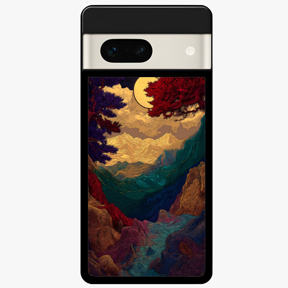  Mystic Valley Light Glass Case For Google Pixel 7A back cover – full design glossy printed glass finish
