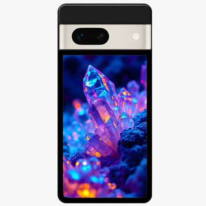  Neon Aura Shards Glass Case For Google Pixel 7A back cover – full design glossy printed glass finish