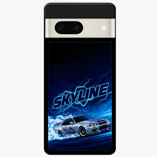  Neon Drift Beast Glass Case For Google Pixel 7A back cover – full design glossy printed glass finish
