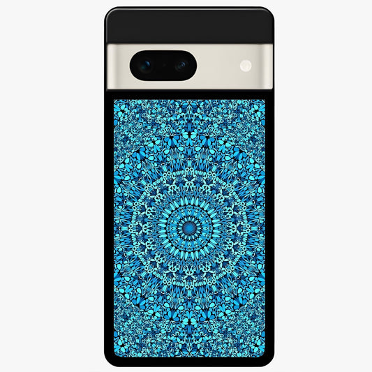  Ocean Bloom Mandala Glass Case For Google Pixel 7A back cover – full design glossy printed glass finish
