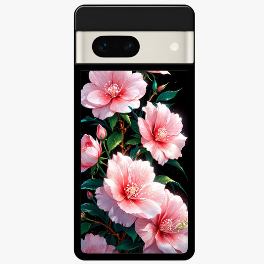  Peach Flower Glass Case For Google Pixel 7A back cover – full design glossy printed glass finish