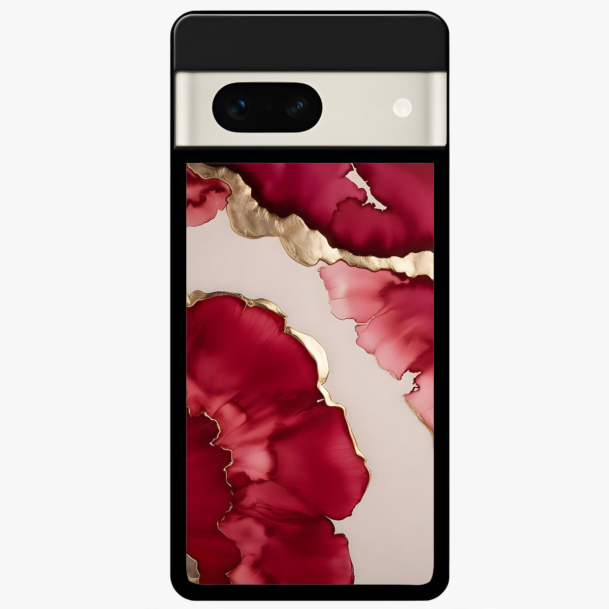  Pink And White Marble Glass Case For Google Pixel 7A back cover – full design glossy printed glass finish