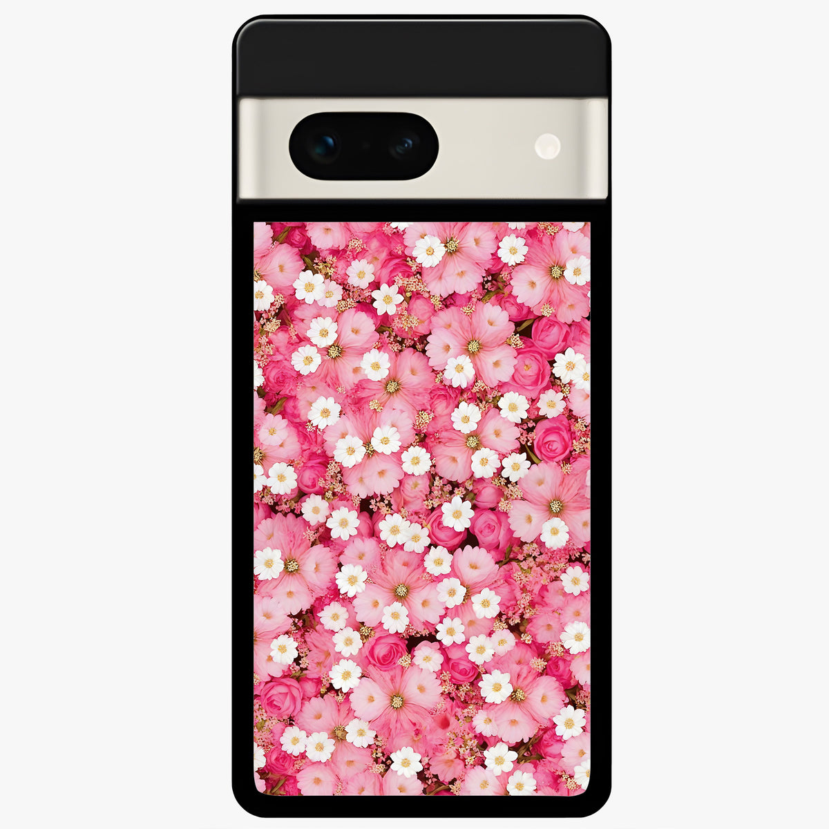  Pink Daisy Bliss Glass Case For Google Pixel 7A back cover – full design glossy printed glass finish
