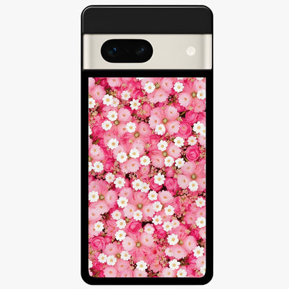  Pink Daisy Bliss Glass Case For Google Pixel 7A back cover – full design glossy printed glass finish