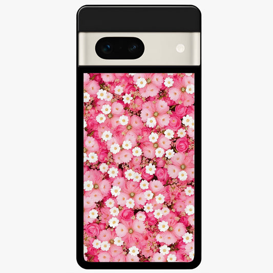  Pink Daisy Bliss Glass Case For Google Pixel 7A back cover – full design glossy printed glass finish