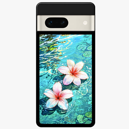  Pink Flowers in Water Glass Case For Google Pixel 7A back cover – full design glossy printed glass finish