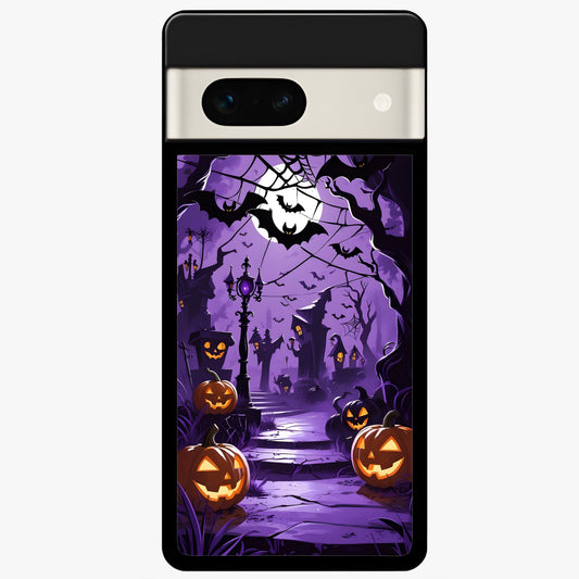  Pumpkin Patch Halloween Glass Case For Google Pixel 7A back cover – full design glossy printed glass finish