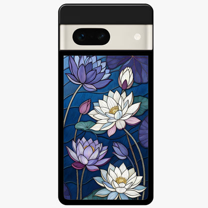  Purple Lotus Stained Glass Case For Google Pixel 7A back cover – full design glossy printed glass finish