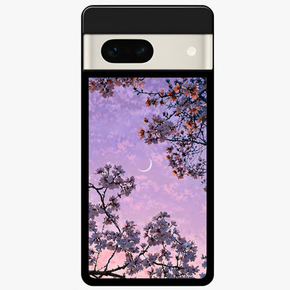  Purple Serenity Moon Glass Case For Google Pixel 7A back cover – full design glossy printed glass finish
