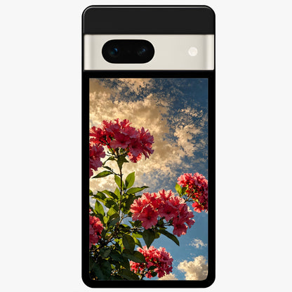  Red Bloom Skies Glass Case For Google Pixel 7A back cover – full design glossy printed glass finish