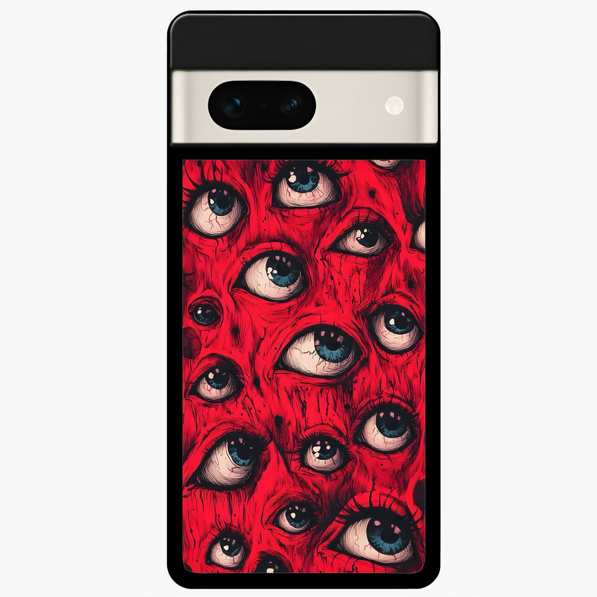  Red Eyes Pattern Glass Case For Google Pixel 7A back cover – full design glossy printed glass finish