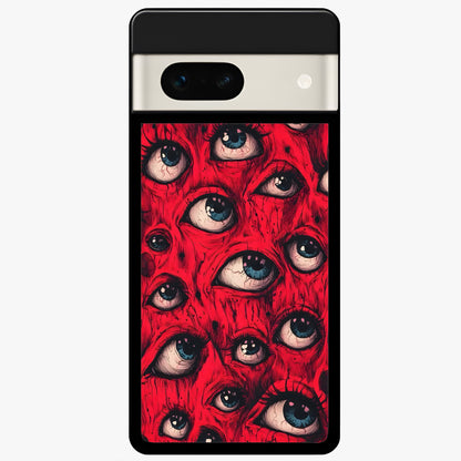  Red Eyes Pattern Glass Case For Google Pixel 7A back cover – full design glossy printed glass finish
