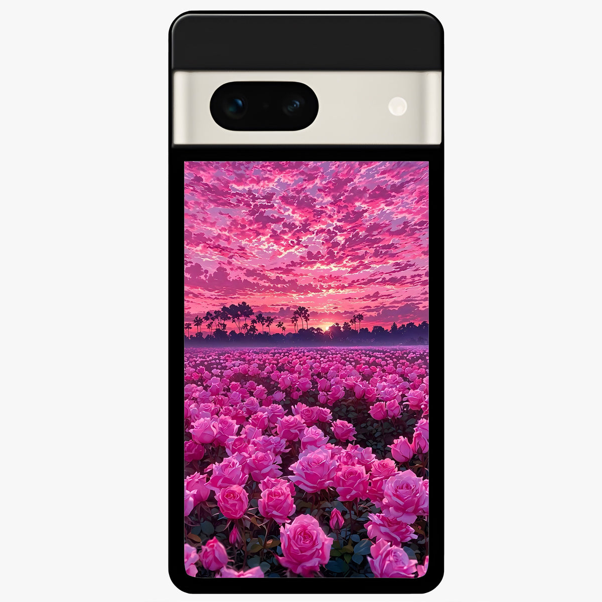  Rose Sunset Valley Glass Case For Google Pixel 7A back cover – full design glossy printed glass finish