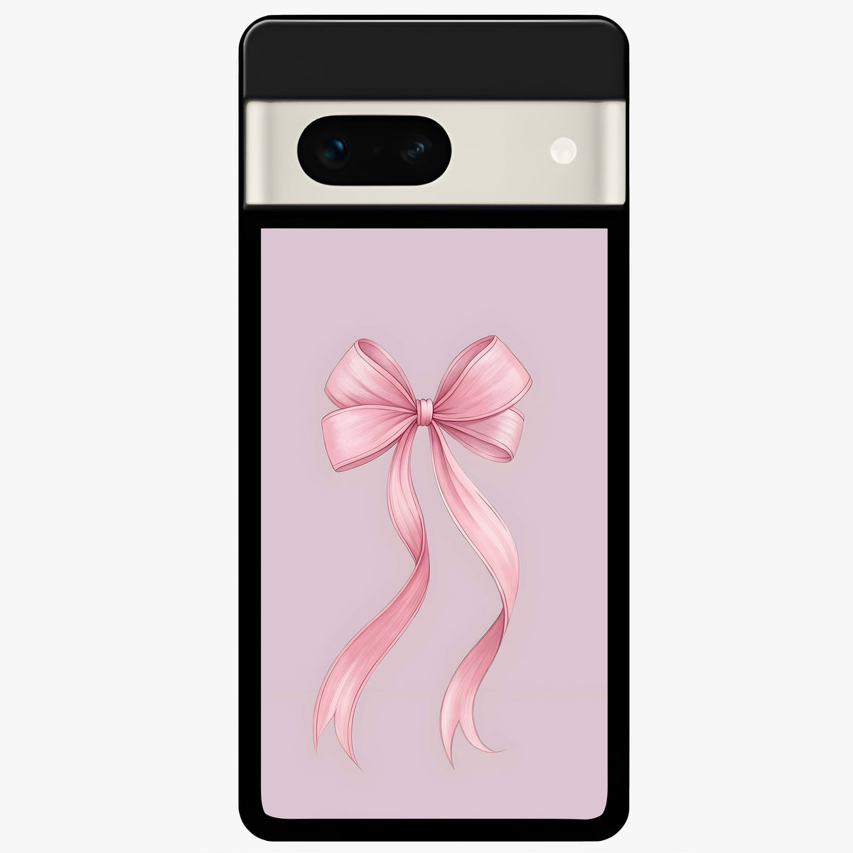  Soft Blush Bow Glass Case For Google Pixel 7A back cover – full design glossy printed glass finish