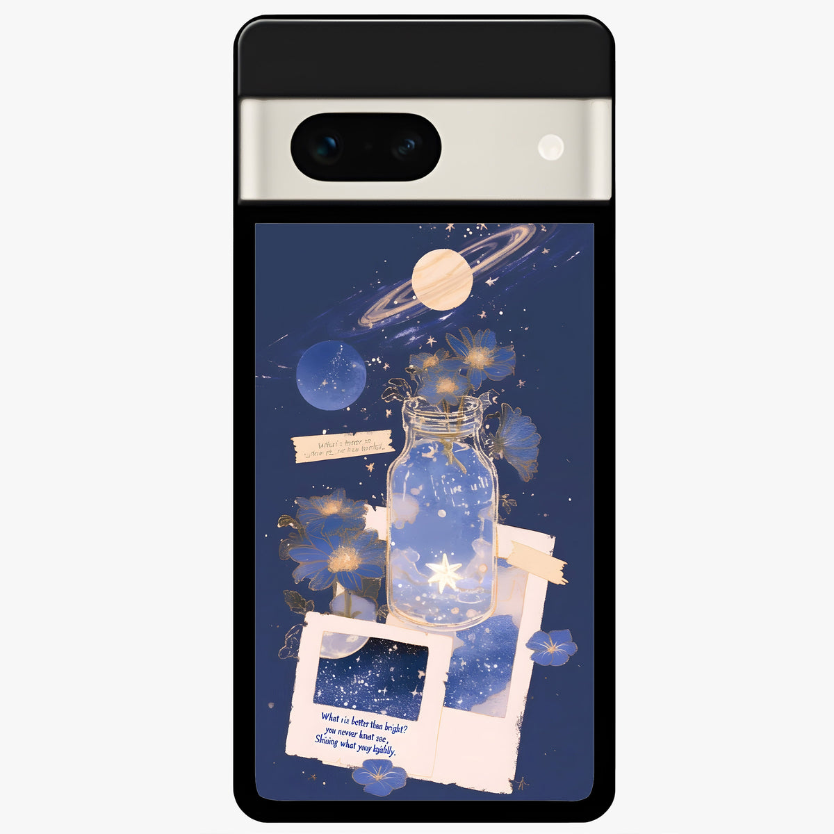  Starlit Cosmic Jar Glass Case For Google Pixel 7A back cover – full design glossy printed glass finish