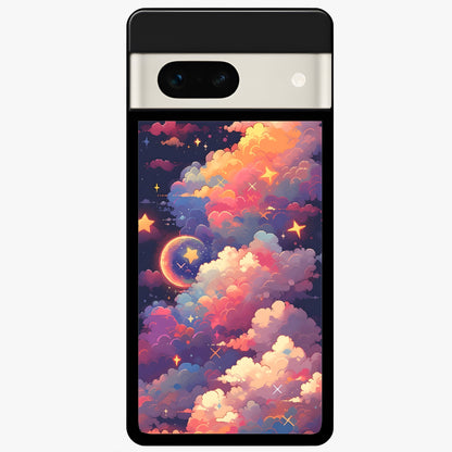  Starlit Dream Clouds Glass Case For Google Pixel 7A back cover – full design glossy printed glass finish