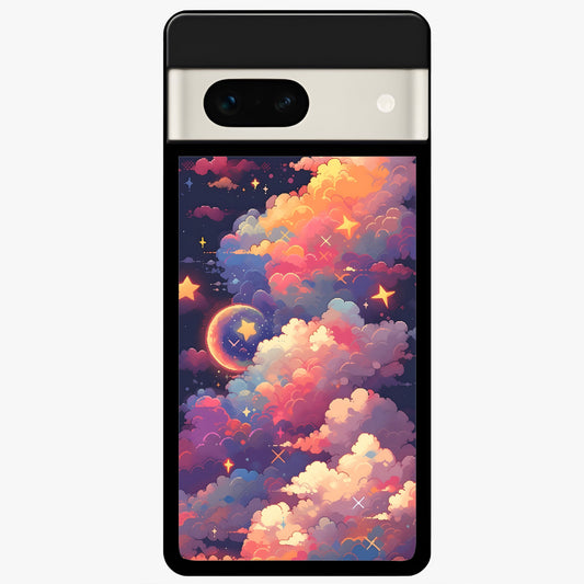  Starlit Dream Clouds Glass Case For Google Pixel 7A back cover – full design glossy printed glass finish
