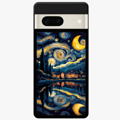  Starry Sky Serenity Glass Case For Google Pixel 7A back cover – full design glossy printed glass finish