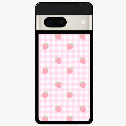  Strawberry Picnic Love Glass Case For Google Pixel 7A back cover – full design glossy printed glass finish