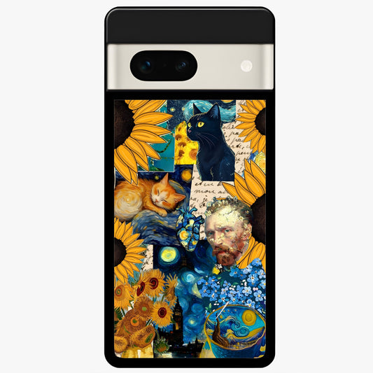 Sunflower Chic Mood Custom Name Glass Case For Google Pixel 7A back cover – full design glossy printed glass finish
