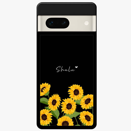  Sunflower Sky Bloom Glass Case For Google Pixel 7A back cover – full design glossy printed glass finish