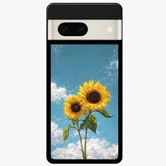  Sunlit Daisy Glow Glass Case For Google Pixel 7A back cover – full design glossy printed glass finish