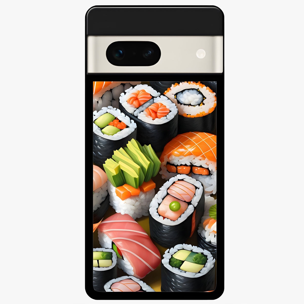  Sushi Food Pattern Glass Case For Google Pixel 7A back cover – full design glossy printed glass finish