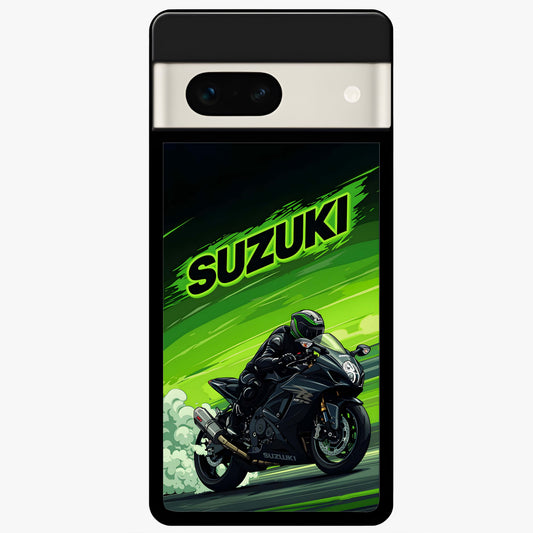  Suzuki Speed Beast Glass Case For Google Pixel 7A back cover – full design glossy printed glass finish