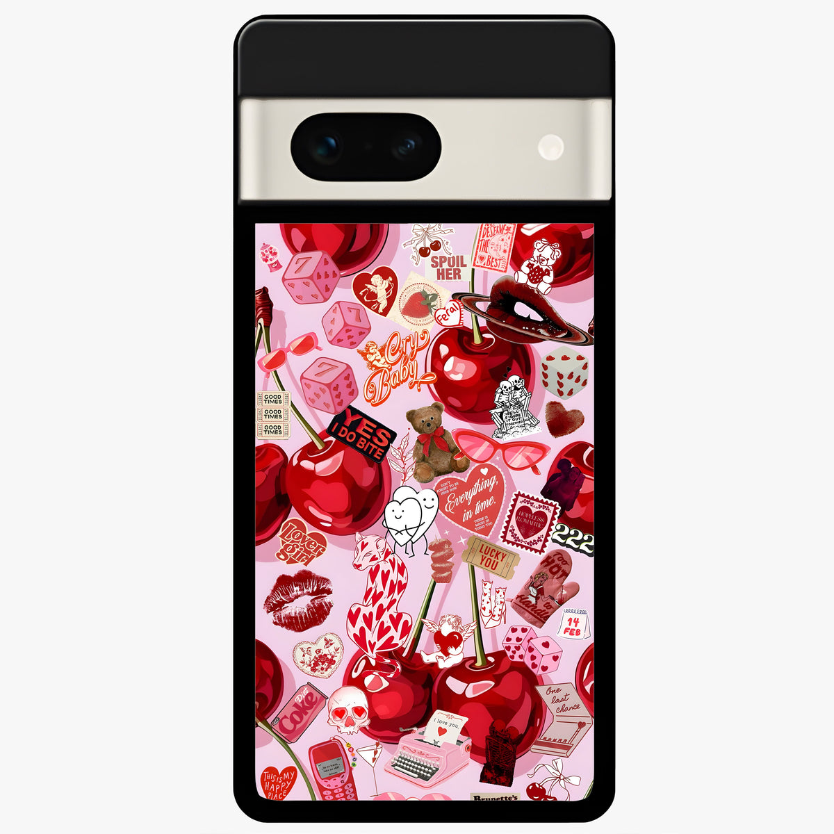  Sweet Cherry Chaos Glass Case For Google Pixel 7A back cover – full design glossy printed glass finish