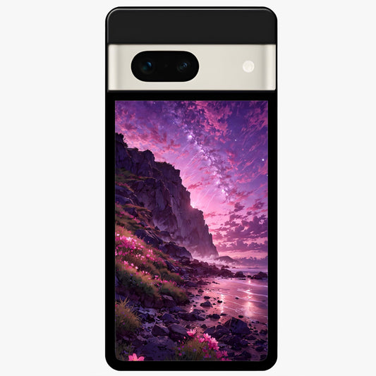  Twilight Blossom Coast Glass Case For Google Pixel 7A back cover – full design glossy printed glass finish