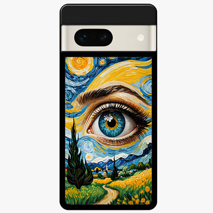  Van Gogh Eye Glass Case For Google Pixel 7A back cover – full design glossy printed glass finish