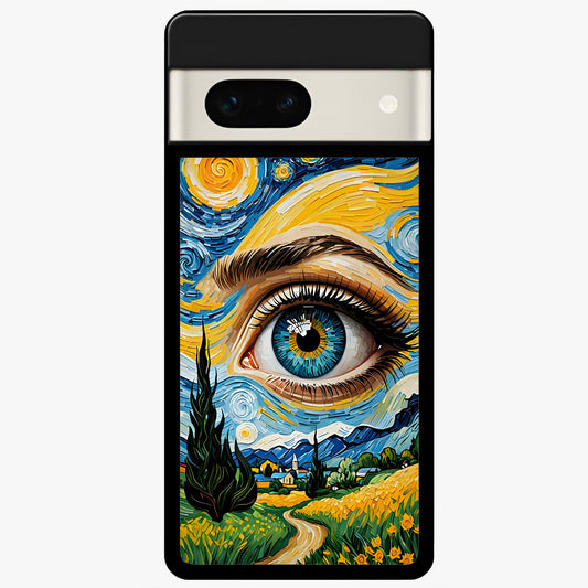 Van Gogh Eye Glass Case For Google Pixel 7A back cover – full design glossy printed glass finish