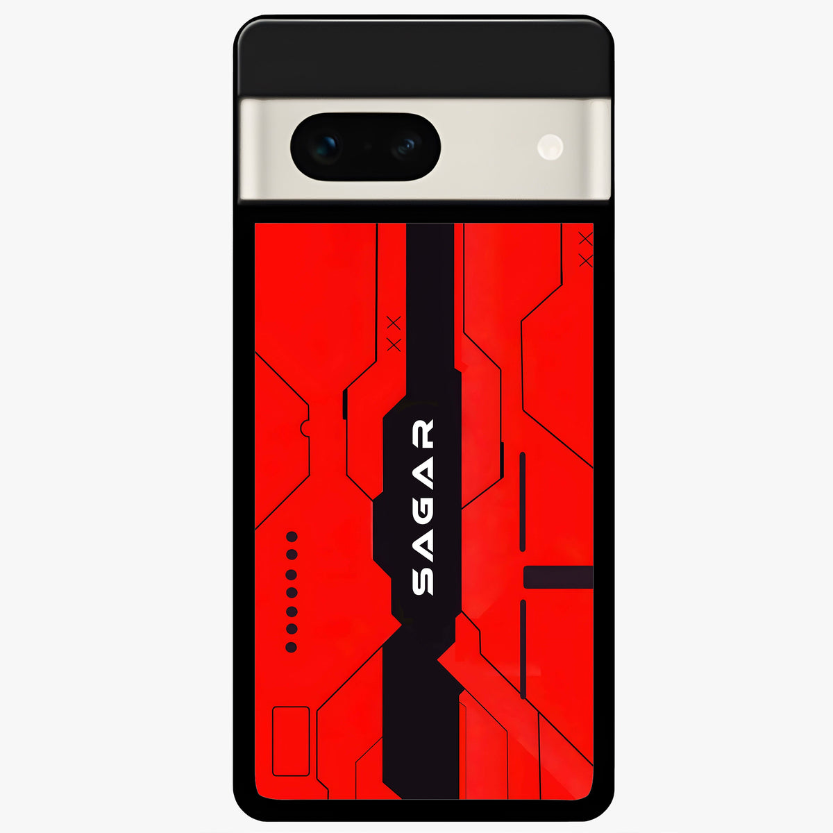  Voltage Rise CYBERPUNK Custom Name Glass Case For Google Pixel 7A back cover – personalized glossy printed glass finish