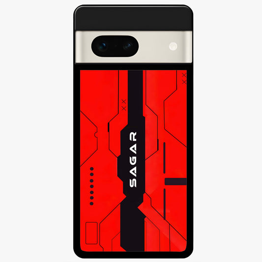 Voltage Rise CYBERPUNK Custom Name Glass Case For Google Pixel 7A back cover – personalized glossy printed glass finish