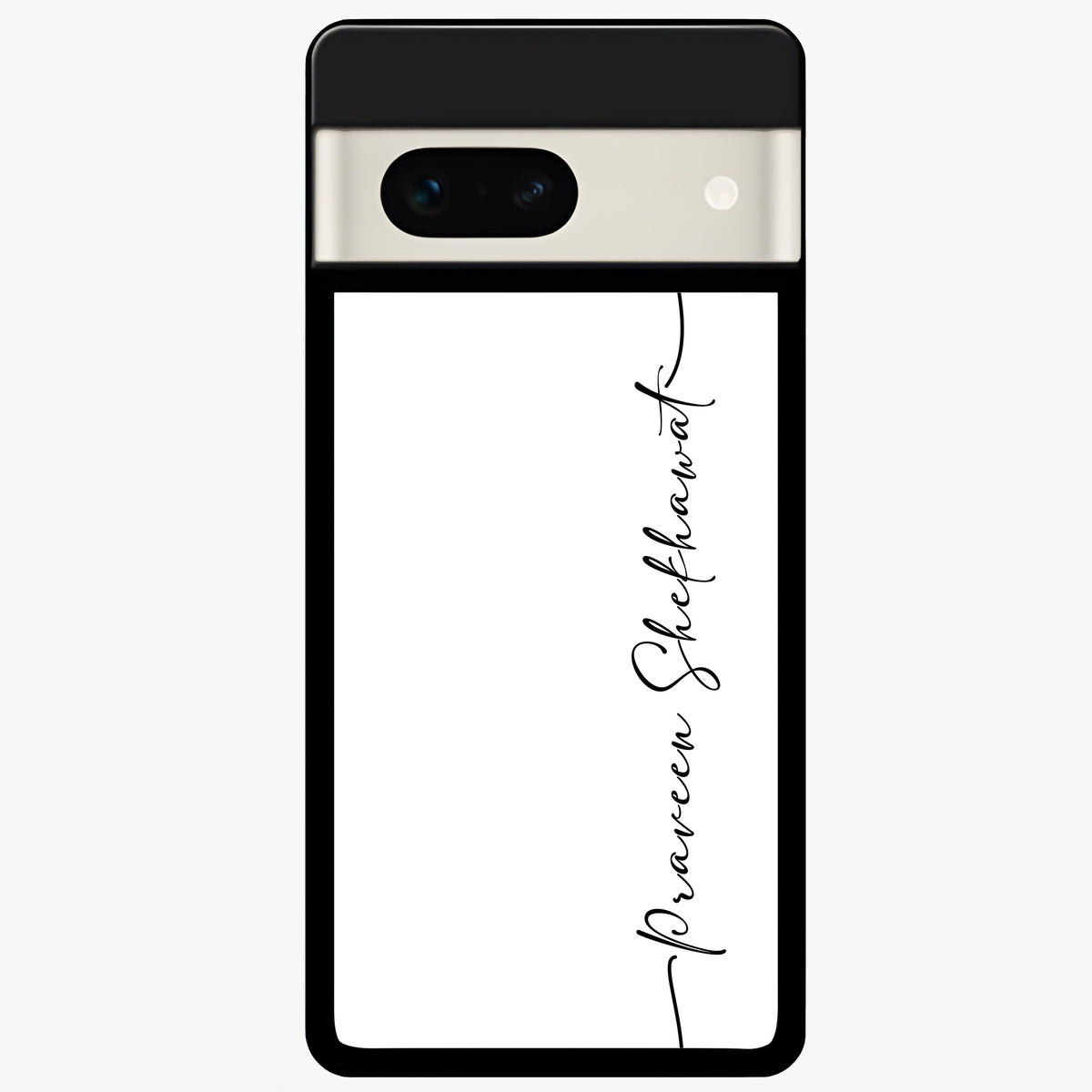  White Tune Custom Name Glass Case For Google Pixel 7A back cover – personalized glossy printed glass finish