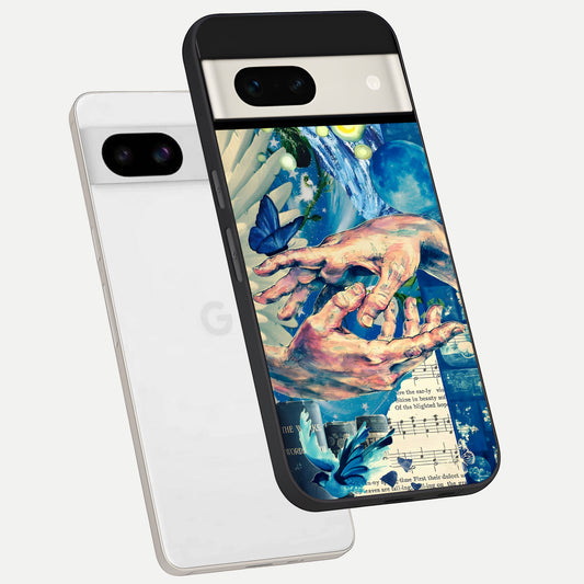  Aesthetic Divider phone case For Google Pixel 7A showing premium glass back cover with detailed artwork