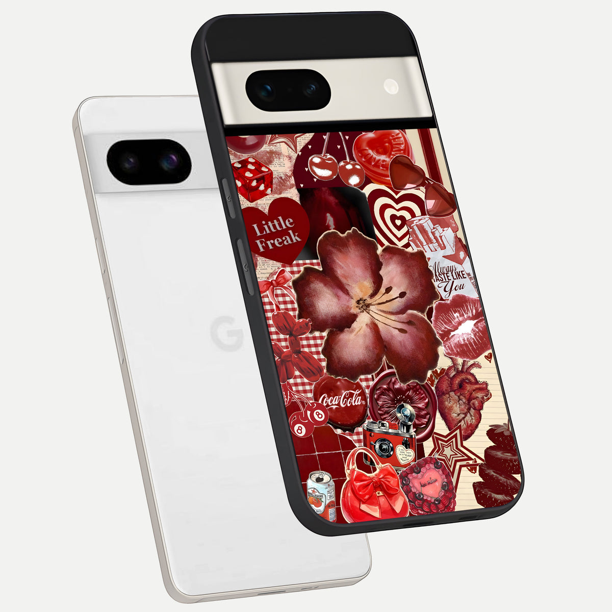  Aesthetic Little Freak phone case For Google Pixel 7A showing premium glass back cover with detailed artwork