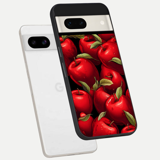  Apple Pattern phone case For Google Pixel 7A showing premium glass back cover with detailed artwork