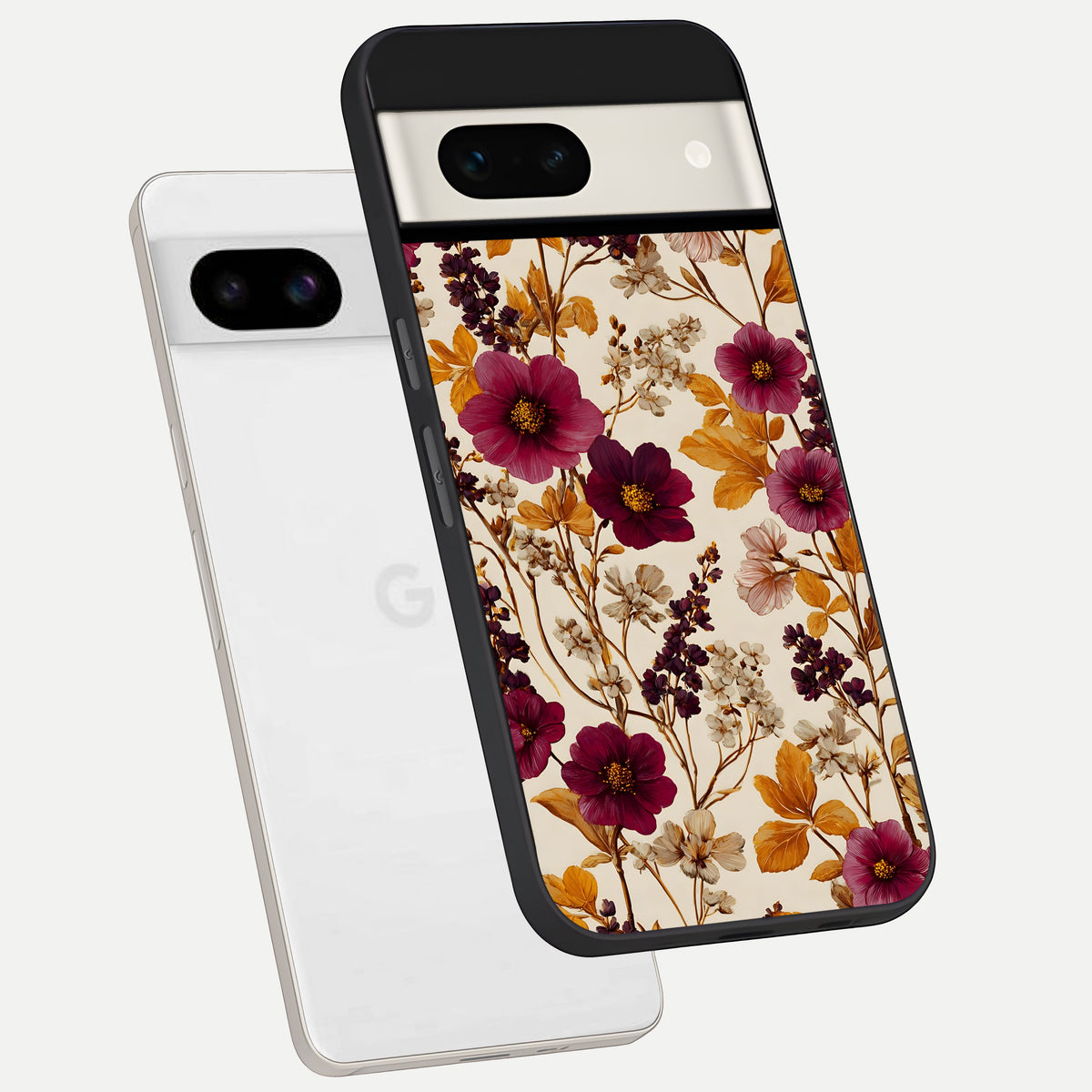  Autumn Wine Bloom phone case For Google Pixel 7A showing premium glass back cover with detailed artwork