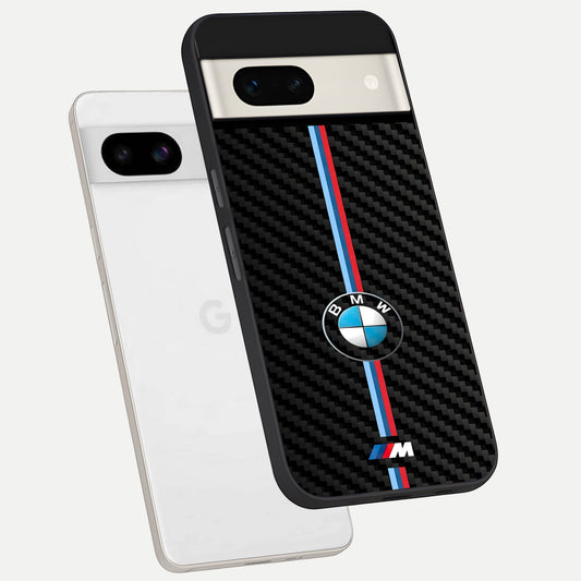  BMW Pattern phone case For Google Pixel 7A showing premium glass back cover with detailed artwork