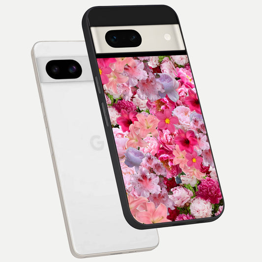  Bloom Crush Fantasy phone case For Google Pixel 7A showing premium glass back cover with detailed artwork