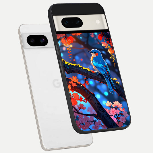  Blooming Water Drift phone case For Google Pixel 7A showing premium glass back cover with detailed artwork