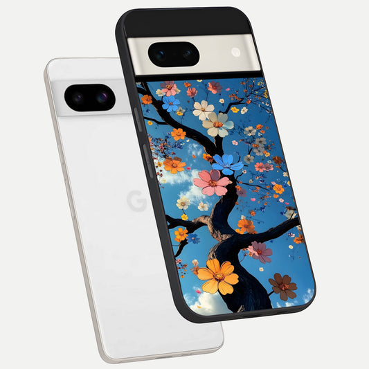  Blossom Dream Sky phone case For Google Pixel 7A showing premium glass back cover with detailed artwork