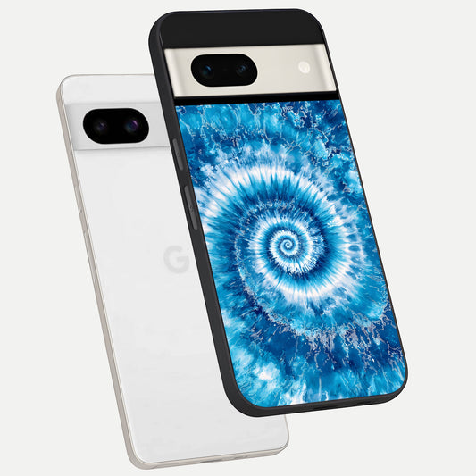  Blue Galaxy Wave phone case For Google Pixel 7A showing premium glass back cover with detailed artwork